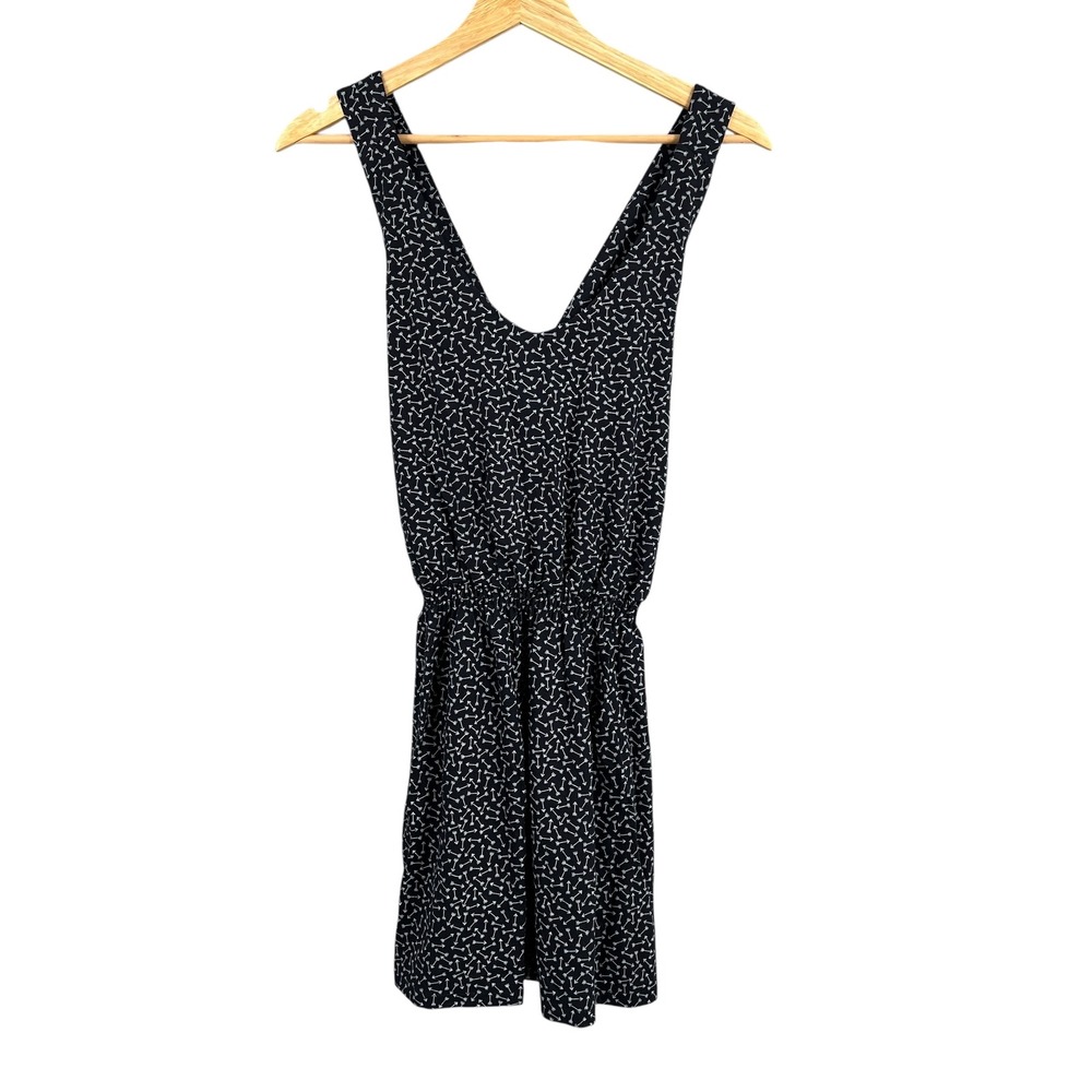 MNG Casual Mango Navy Blue White Arrow Print‎ Sleeveless Dress XS US 2 NWT